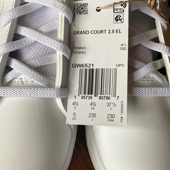 Adidas Grand Court 2.0 Classic White and Black Sneakers - Picture 5 of 8